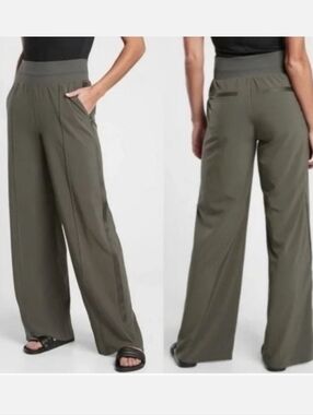 Athleta Nolita Wide Leg Pants - Mountain Olive